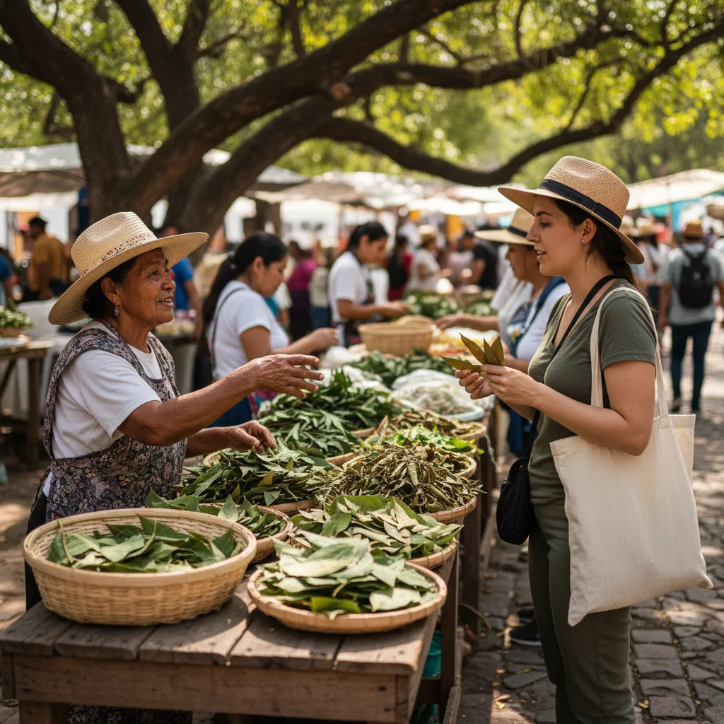Shopper learns about avocado leaves sustainability