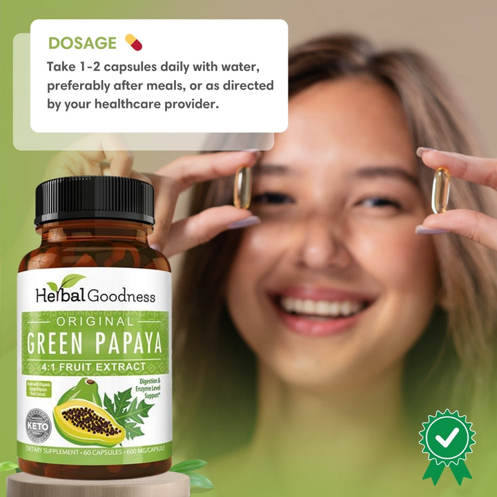 Green Papaya Fruit Extract - Capsules 60/600mg - 4X Strength
