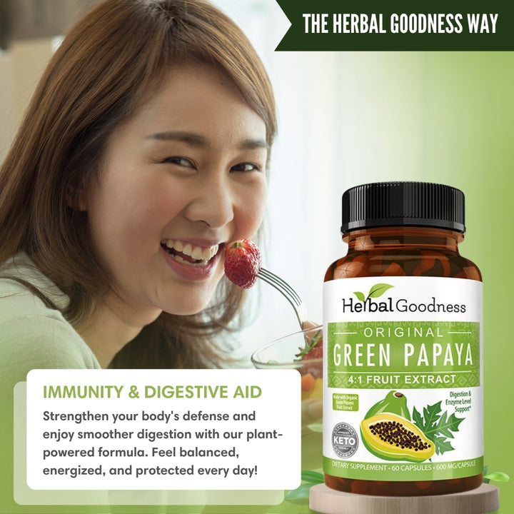 Green Papaya Fruit Extract - Capsules 60/600mg - 4X Strength