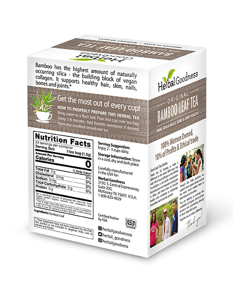 Bamboo Leaf Tea – Caffeine-Free | 24 Tea Bags (1.5g Each)