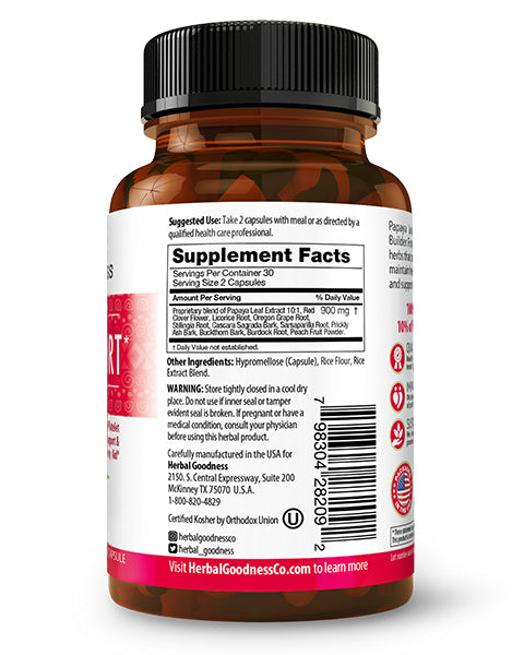 Papaya Leaf Extract Blood Support - 450mg/60 Capsules