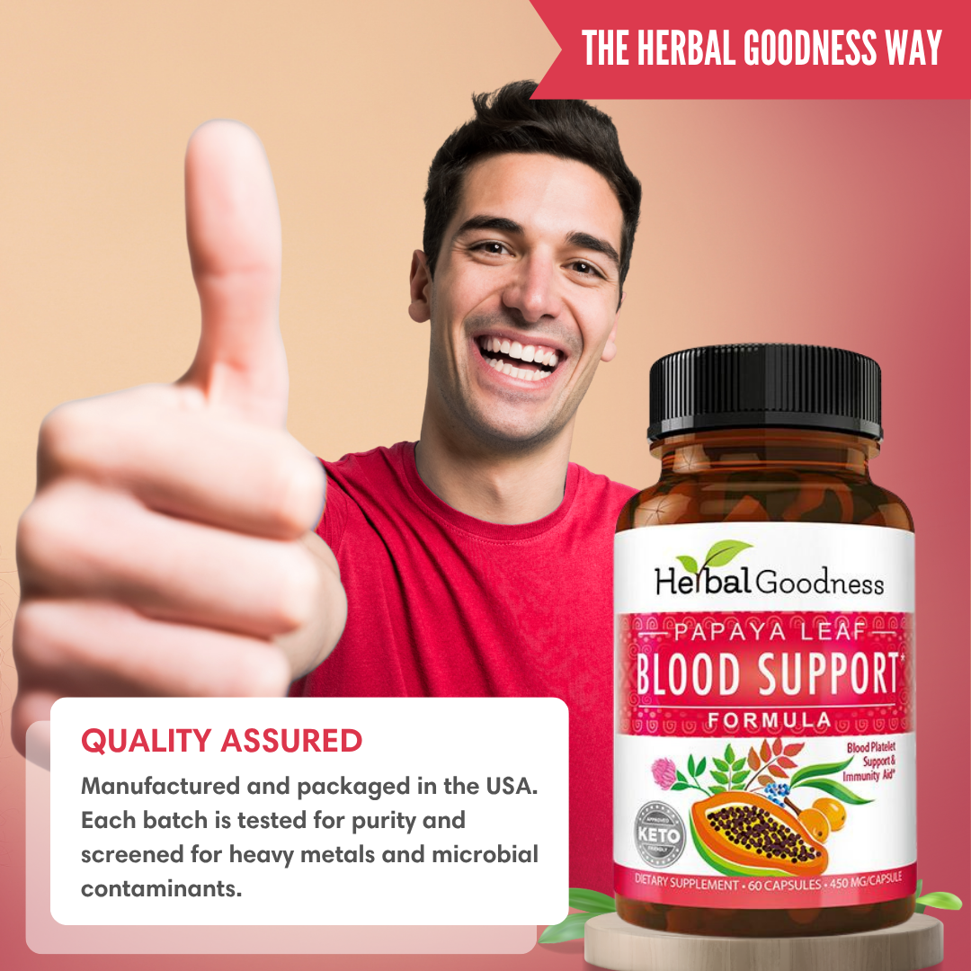 Papaya Leaf Extract Blood Support - 450mg/60 Capsules - Herbal Goodness