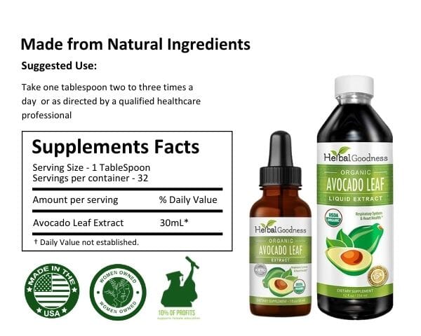 Avocado Leaf Extract - Organic - Liquid - Bone health & Immune support - Herbal Goodness Liquid Extract Herbal Goodness 