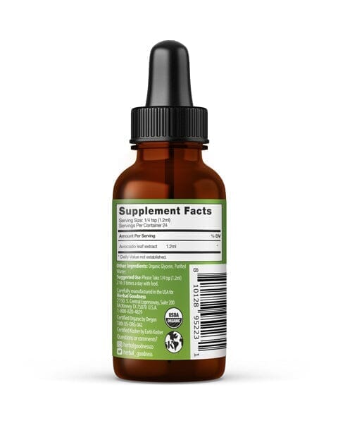 Avocado Leaf - Organic 1oz 15X Liquid Extract - Immunity & Heart Health Liquid Extract Herbal Goodness 
