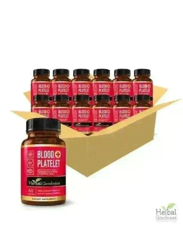 Blood Platelet Plus - 60/600mg 20X Strength Capsule - Platelet Boost Capsules Herbal Goodness 60 Caps Case(12) 