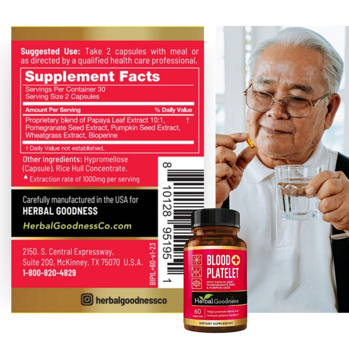 Blood Platelet Plus - Capsule 60/600mg-20X Strength Capsules Herbal Goodness 