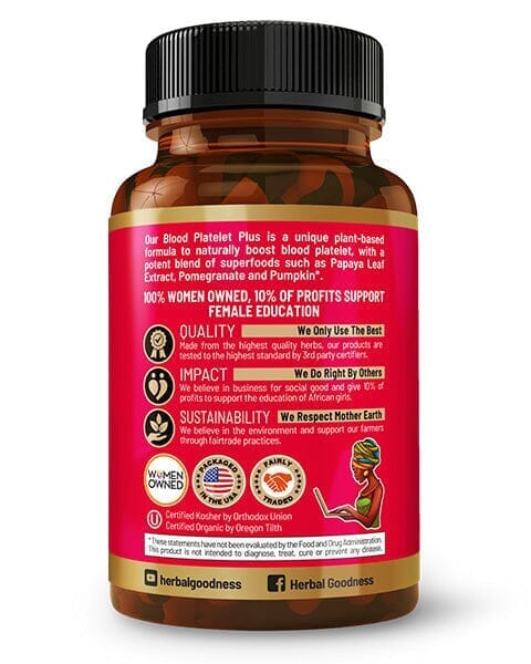 Blood Platelet Plus - 60/600mg 20X Strength Capsule - Platelet Boost Capsules Herbal Goodness 