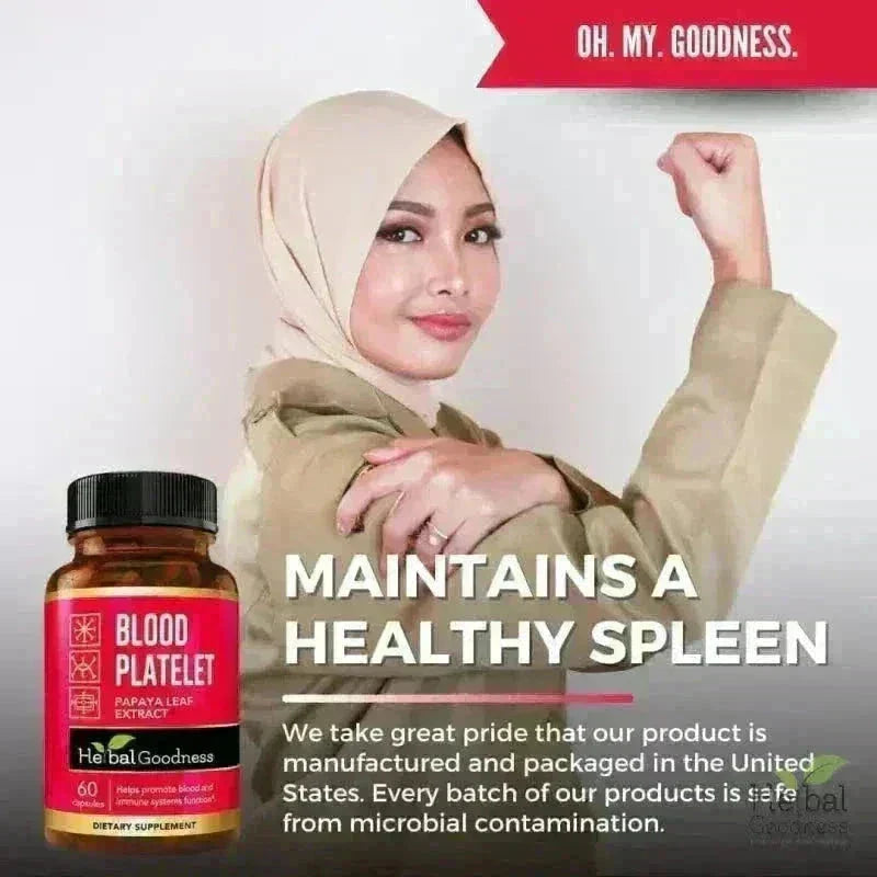 Blood Platelet Plus - 60/600mg 20X Strength Capsule - Platelet Boost Capsules Herbal Goodness 