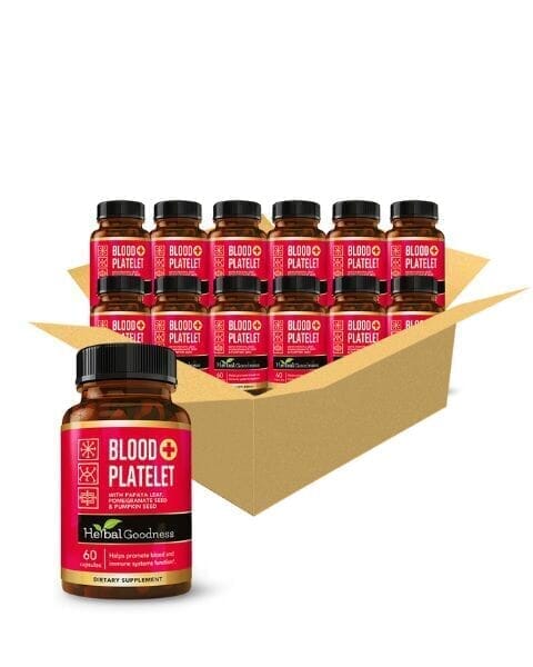 Blood Platelet Plus - Capsule 60/600mg-20X Strength - Blood and Immune System Function - Herbal Goodness Capsules Herbal Goodness 60 Caps Case(12) 