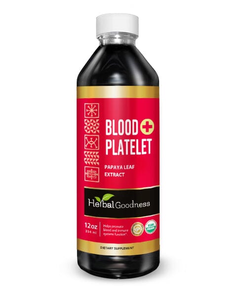 Blood Platelet with Papaya Leaf - Organic 1oz 15X Liquid Extract - Platelet & Bone Marrow Liquid Extract Herbal Goodness 12 oz 