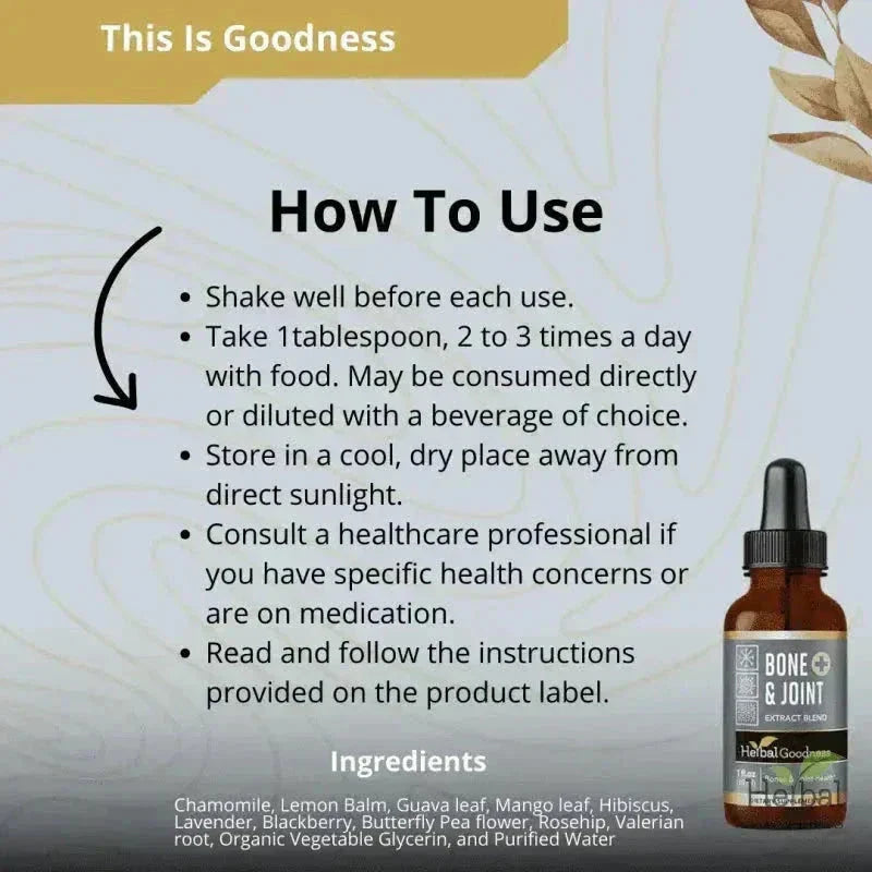 Bone and Joint Liquid Extract – Herbal Botanical Blend - Liquid Extract - Herbal Goodness Liquid Extract Herbal Goodness 