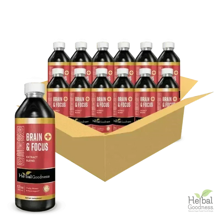 Brain and Focus Liquid Extract - Nootropic Brain Supplement Liquid Extract Herbal Goodness 12oz - Case(12) 