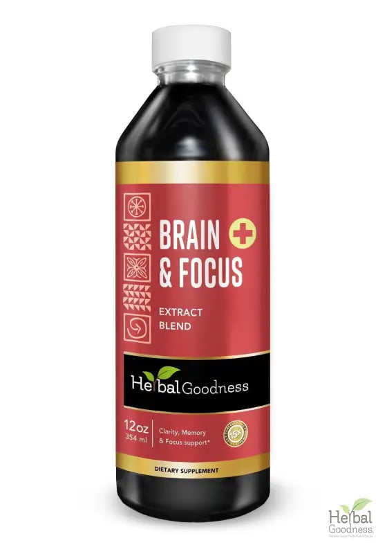 Brain and Focus Liquid Extract - Nootropic Brain Supplement, Brain Health - Herbal Goodness Liquid Extract Herbal Goodness 12 oz 