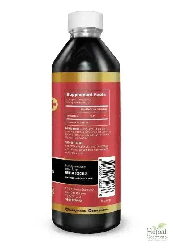 Brain and Focus - Organic 1oz 15X Liquid Extract - Cognition & Memory Liquid Extract Herbal Goodness 