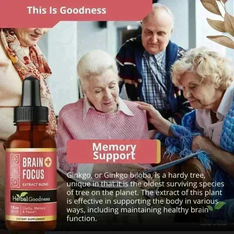 Brain and Focus - Organic 1oz 15X Liquid Extract - Cognition & Memory Liquid Extract Herbal Goodness 