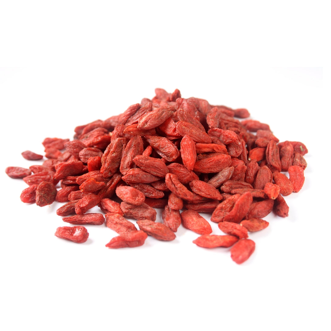 Bulk Berries - 8oz featuring a pile of dried red Goji Berries for herbal goodness