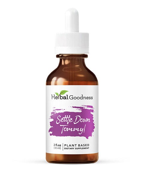 Brown glass dropper bottle with purple label for Digestive Health Bundle, featuring Papaya Leaf Extract