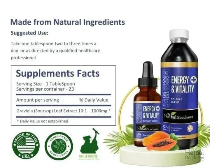 Energy and Vitality - Liquid 12oz - Herbal Goodness Liquid Extract Herbal Goodness 