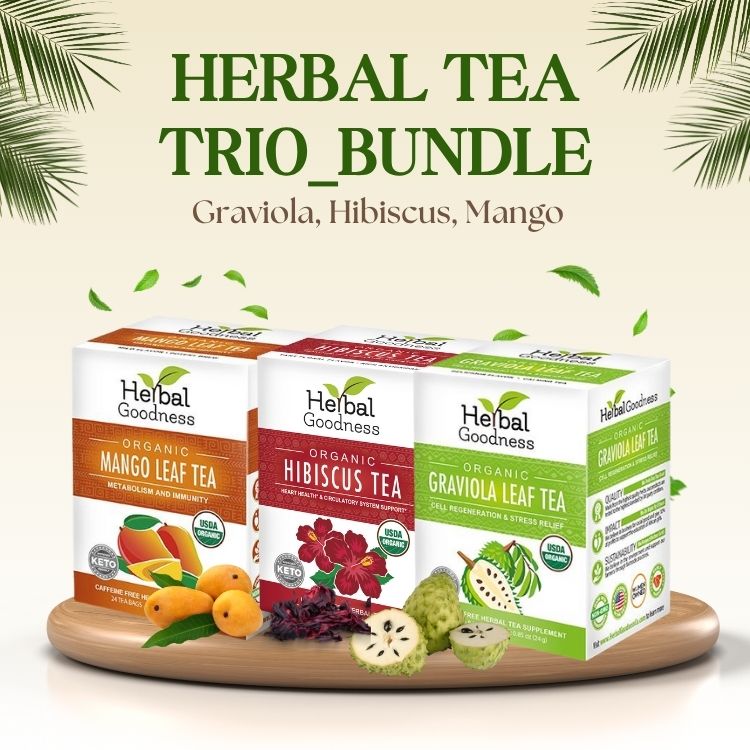 Organic Herbal Tea Trio Bundle – Graviola Hibiscus Mango | Herbal Goodness Buy