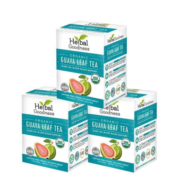 Guava Leaf Tea - Organic - Tea 24/2g - Caffeine-Free & Sustainably Sourced Tea & Infusions Herbal Goodness Guava Tea Bundle - Daily Wellness Tea 