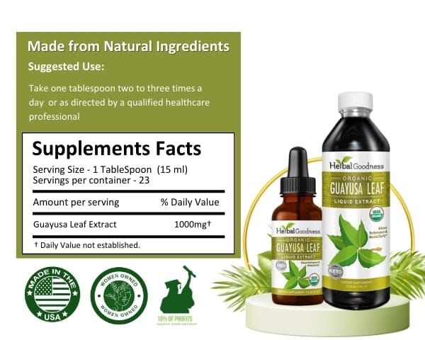Guayusa Leaf Extract - Organic - Liquid - Energy, Focus & Alertness - Herbal Goodness Liquid Extract Herbal Goodness 