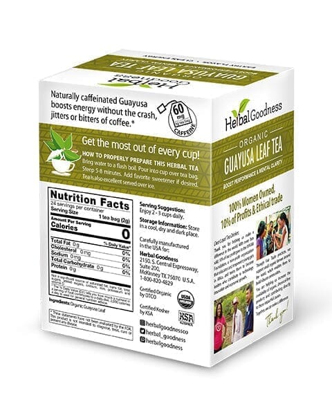 Guayusa Leaf Extract Tea - Organic 24/2g - Energy & Focus Support - Herbal Goodness Tea & Infusions Herbal Goodness 
