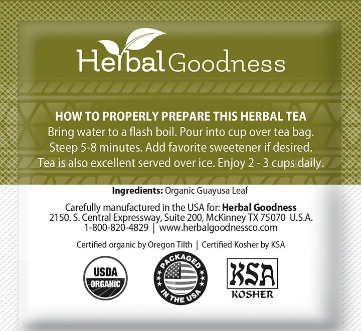 Guayusa Leaf Extract - Organic - Tea 24/2g Tea & Infusions Herbal Goodness 