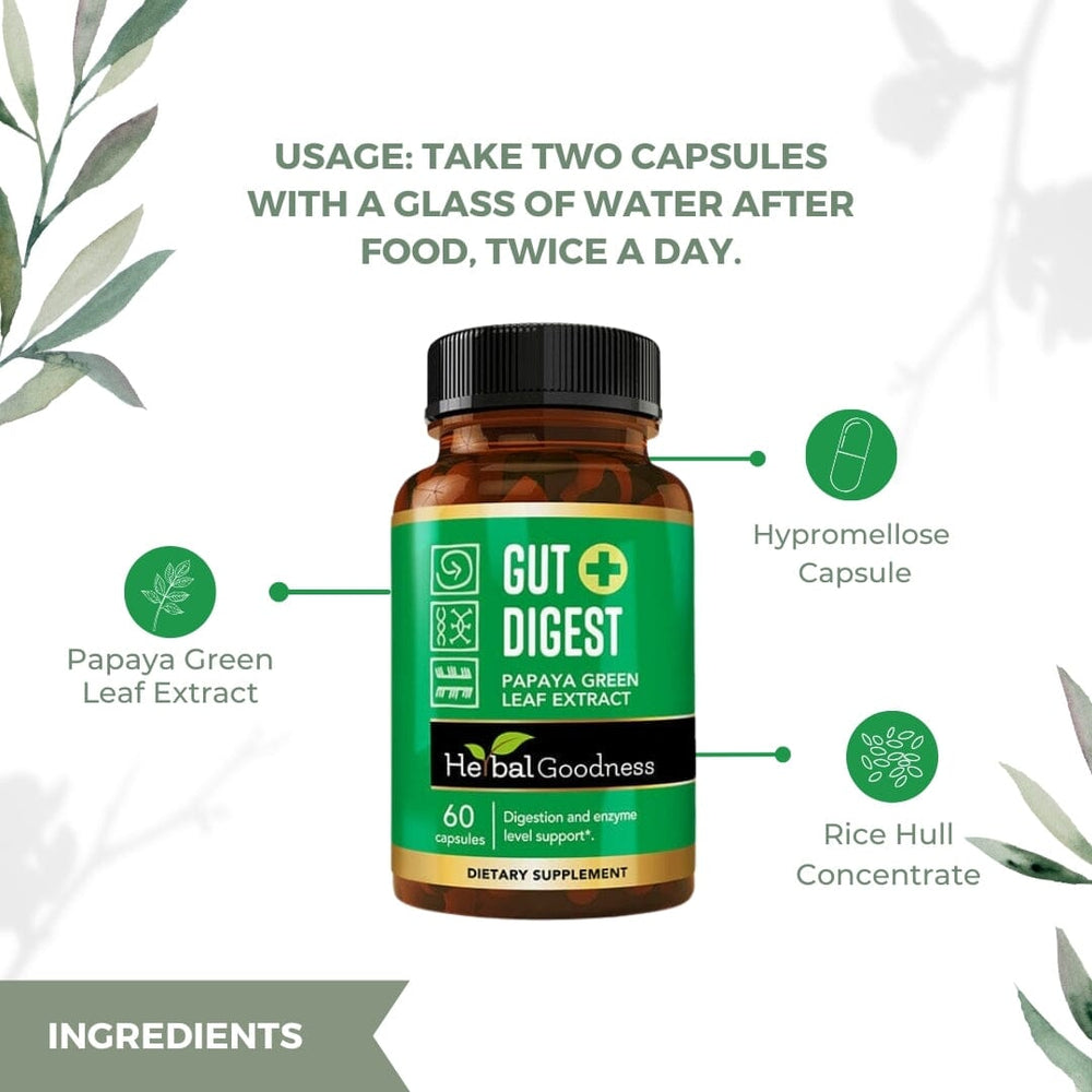 Gut Digest - Papaya Green Fruit Extract - 60/600mg Buy Capsules