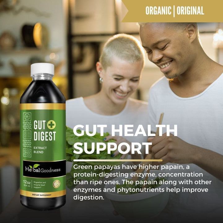 Gut Digest Plus - Organic - Liquid - Digestion & Enzyme Level Support - Herbal Goodness Liquid Extract Herbal Goodness 