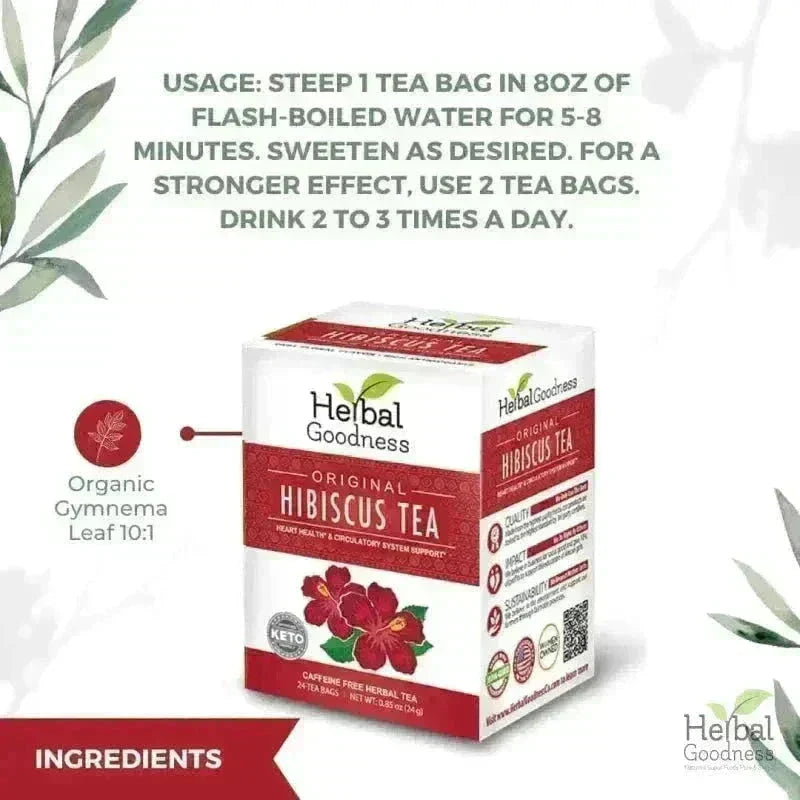 Hibiscus Tea - Organic - 24/2g - Great Taste, Immunity Boost Tea & Infusions Herbal Goodness 