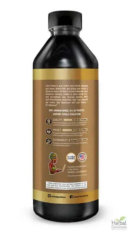Lion's Mane Mushroom Liquid Extract - Organic 1oz - Brain & Mood Liquid Extract Herbal Goodness 