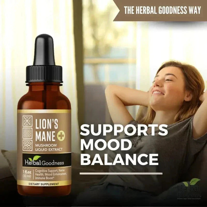 Lion's Mane Mushroom Liquid Extract - Organic 1oz - Brain & Mood Liquid Extract Herbal Goodness 