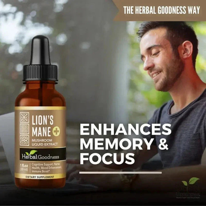 Lion's Mane Mushroom Liquid Extract - Organic 1oz - Brain & Mood Liquid Extract Herbal Goodness 