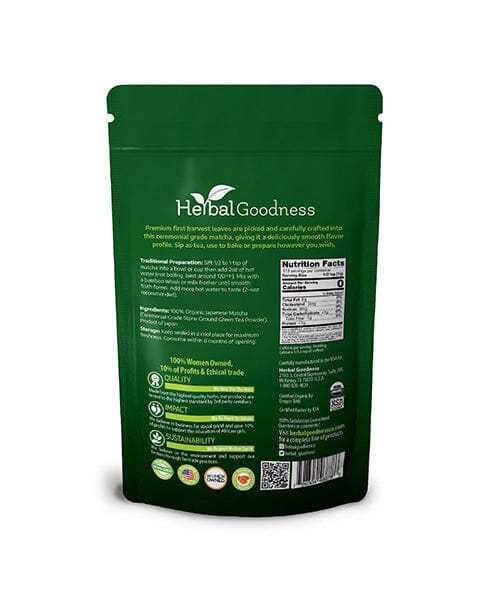 Matcha Green Tea Powder - Organic, Japanese Ceremonial 4oz - Energy & Vitality - Herbal Goodness Powder Herbal Goodness 