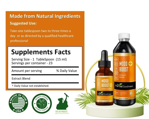 Mood Boost Extract Blend Liquid - Natural, Non-GMO - Relaxation, Calm, Mood Support - Herbal Goodness - Herbal Goodness
