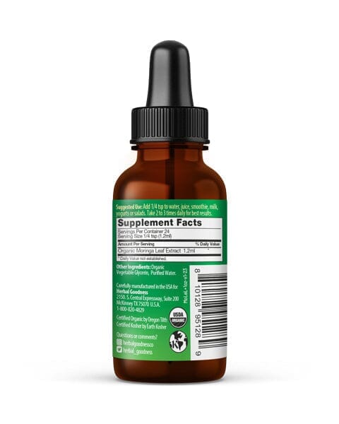 Moringa Leaf Extract Liquid - Organic - 15X Strength Liquid Extract Herbal Goodness 