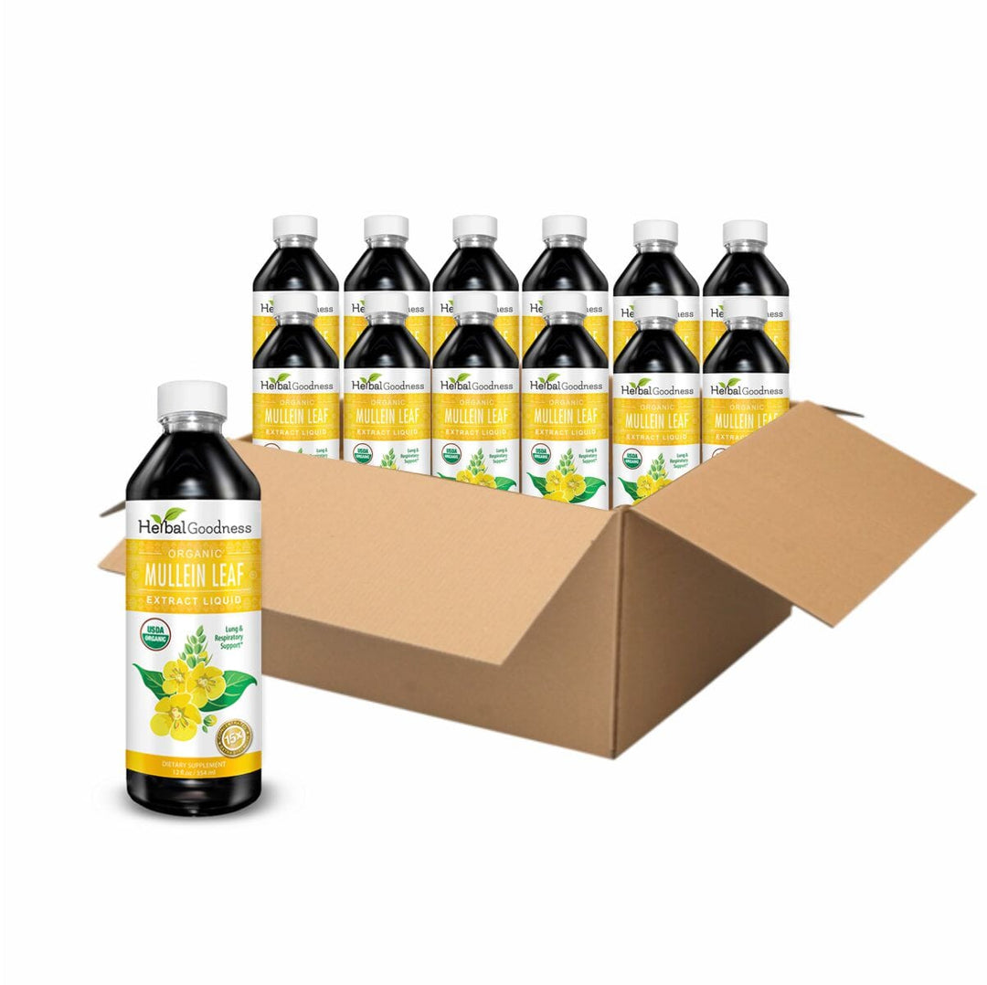 Mullein Leaf Extract Liquid - Organic - 15X Strength Liquid Extract Herbal Goodness 12 oz Case(12) 