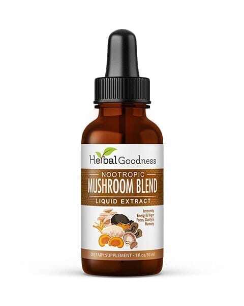 Mushroom Blend Extract - Brain Boost, Nootropic Health, Joint & Immunity - Herbal Goodness Liquid Extract Herbal Goodness 1 oz 