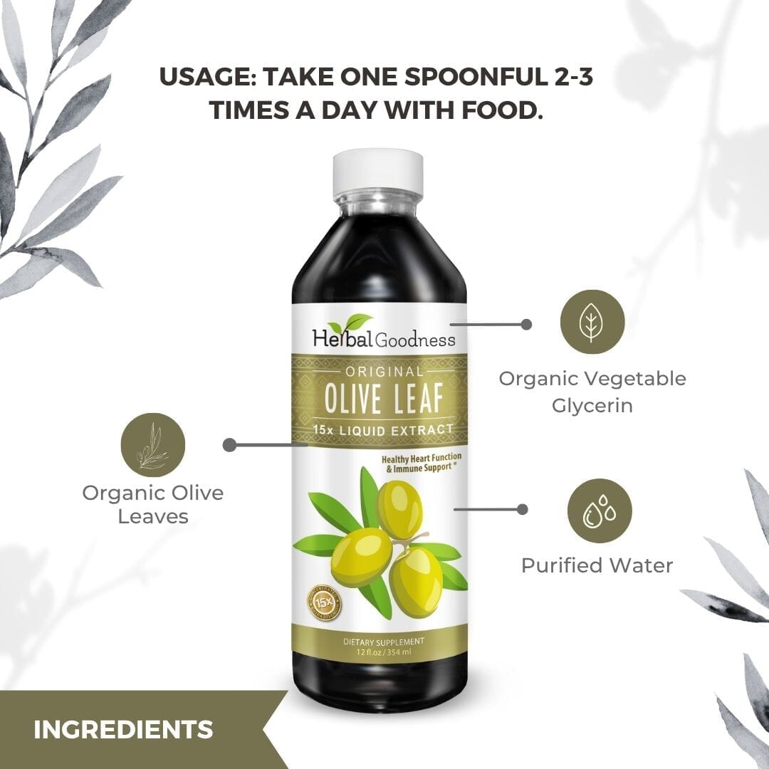 Olive Leaf Extract Liquid - 15X Strength - Herbal Goodness Liquid Extract Herbal Goodness 