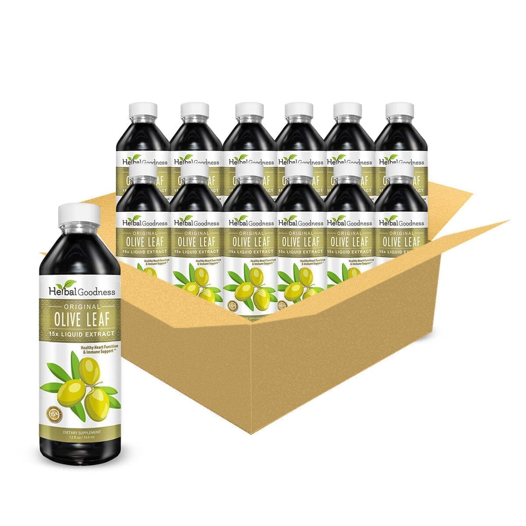 Olive Leaf - Organic 1oz 15X Liquid Extract - Immunity & Performance Liquid Extract Herbal Goodness 12 oz Case(12) 