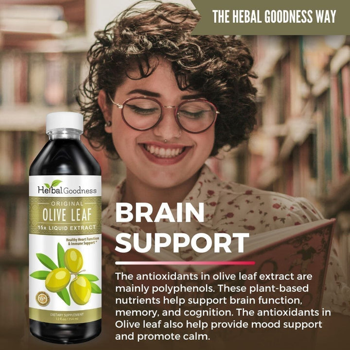 Olive Leaf - Organic 1oz 15X Liquid Extract - Immunity & Performance Liquid Extract Herbal Goodness 