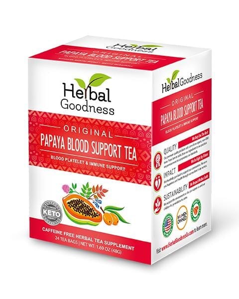 Papaya Blood Support Tea - 24/2g Blood Cleanse, Platelet & Immune Support - Herbal Goodness Tea & Infusions Herbal Goodness Unit 