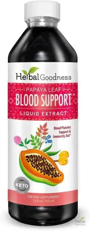 Papaya Leaf Extract Blood Support - Liquid Tincture - Herbal Goodness Liquid Extract Herbal Goodness 12oz 