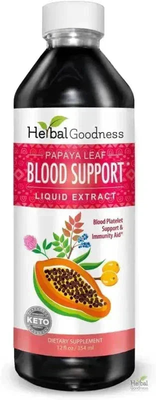 Papaya Leaf Extract Blood Support - Liquid Tincture - Herbal Goodness Liquid Extract Herbal Goodness 12oz 