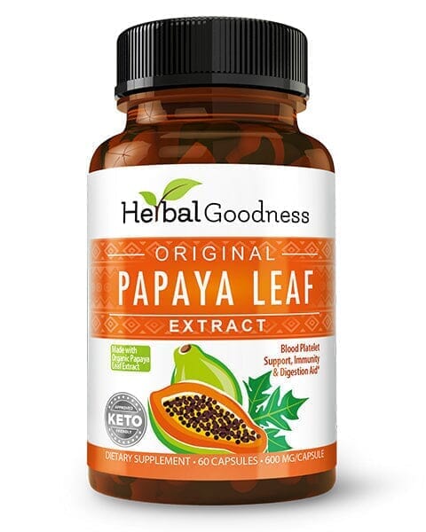 Papaya Leaf Extract - Capsules 600mg - 10X Strength - Boost Platelets, Digestion & Immunity - Herbal Goodness Capsules Herbal Goodness Unit - 60 Caps 