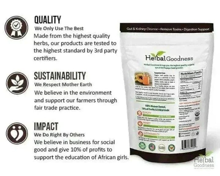 Papaya Seed Powder - Organic 4oz Powder Herbal Goodness 