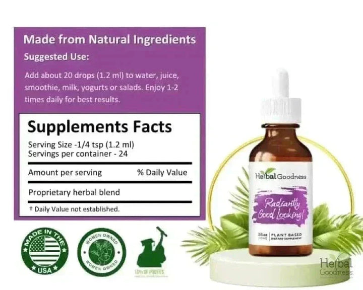 Radiantly Good Looking 2fl.oz - Plant Based - Dietary Supplement Liquid Extract Herbal Goodness 