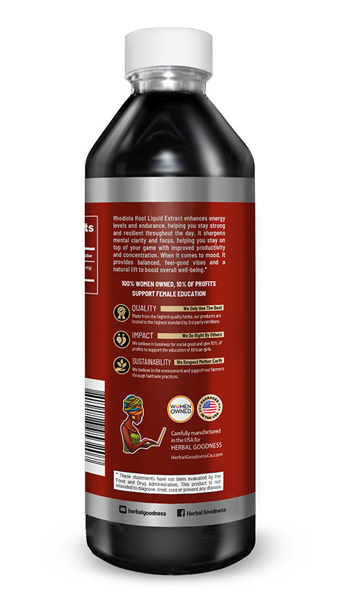 Rhodiola Root Liquid Extract - Boost Energy - Enhance Focus & Mood - Herbal Goodness