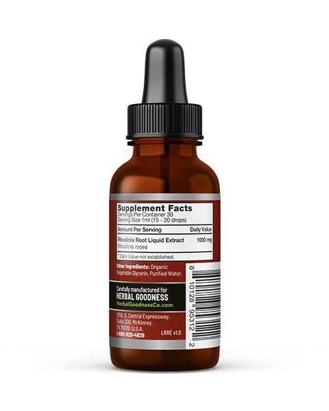 Rhodiola Root Liquid Extract - Boost Energy - Enhance Focus & Mood - Herbal Goodness