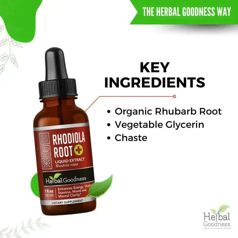 Rhodiola Root Liquid Extract - Organic 1oz - Energy Support Liquid Extract Herbal Goodness 